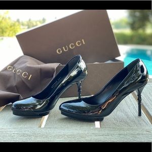Gucci Vitelli Vernice Patent Black Pump